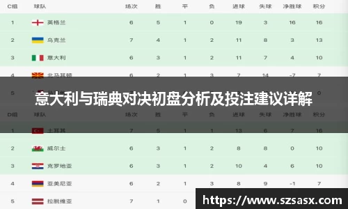 意大利与瑞典对决初盘分析及投注建议详解