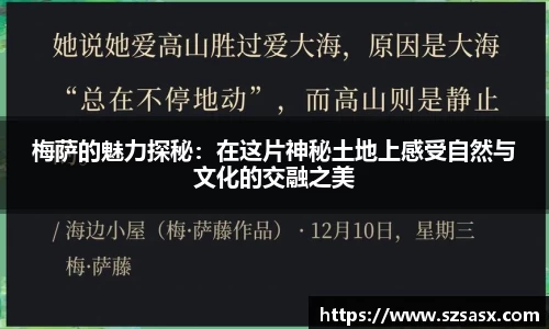 梅萨的魅力探秘：在这片神秘土地上感受自然与文化的交融之美