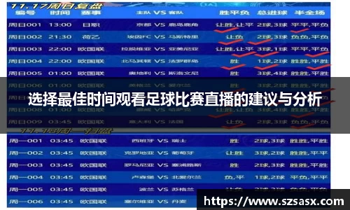 选择最佳时间观看足球比赛直播的建议与分析